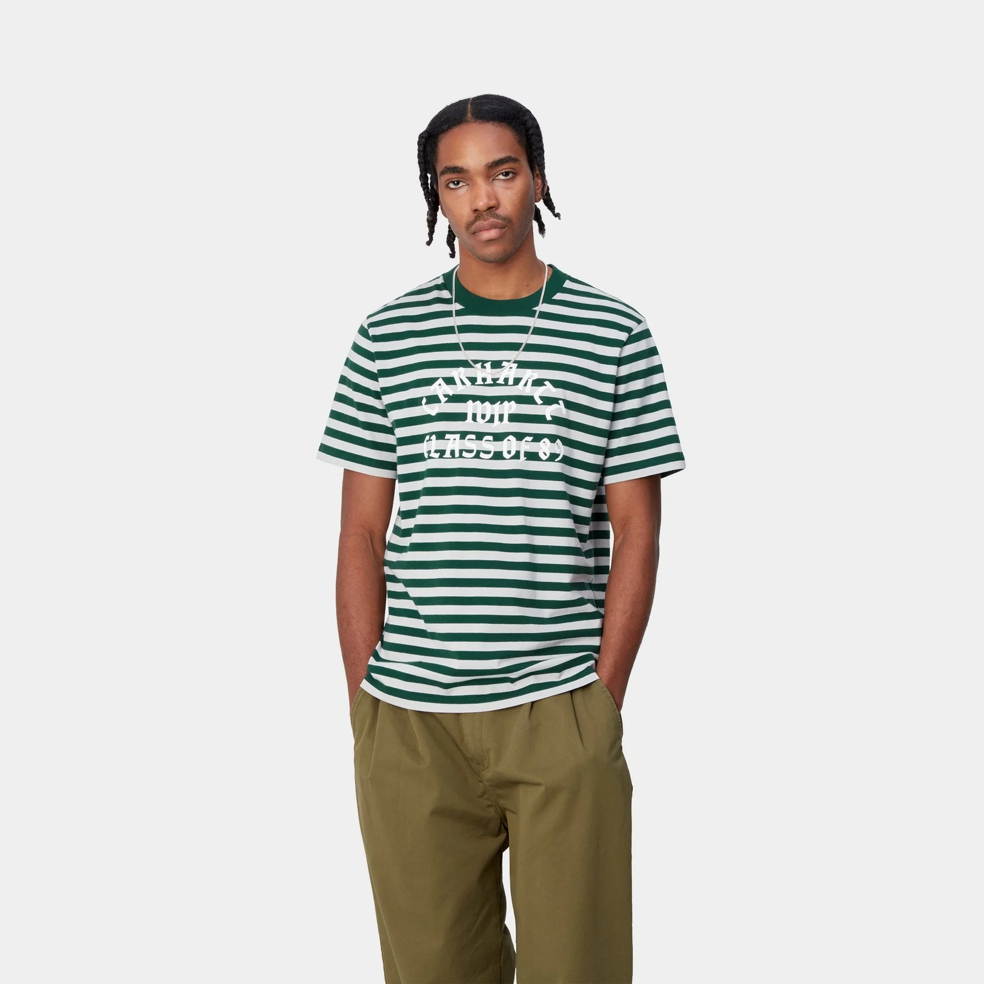 NMScotty Stripe Athletic T- Shirt | Chervil / Sonic Silver