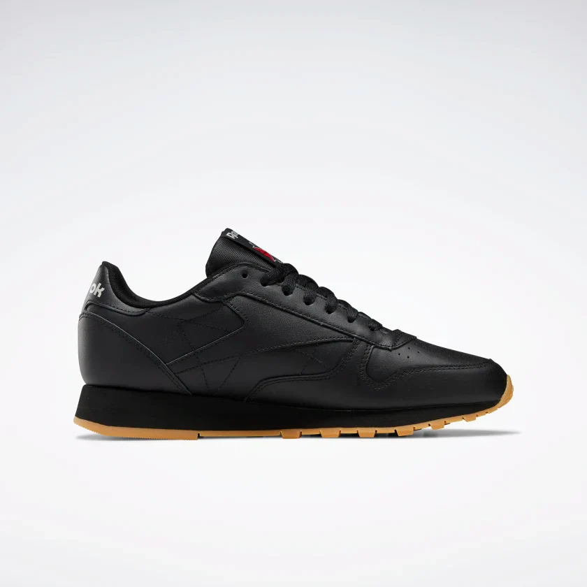 NMReebok Men's Classic Leather Shoes - Core Black / Pure Grey / Rubber Gum