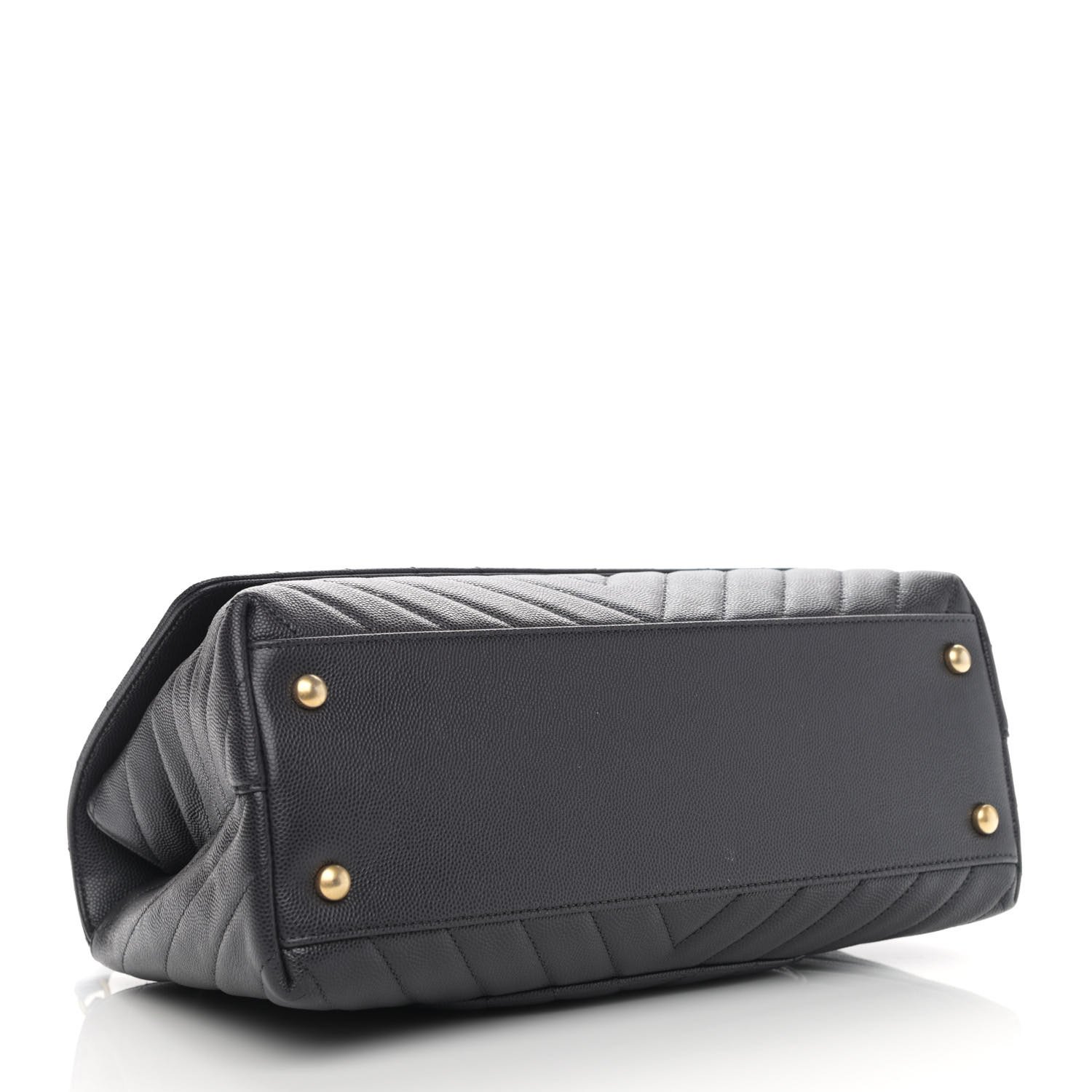 NMCaviar Chevron Quilted Small Coco Handle Flap Dark Grey