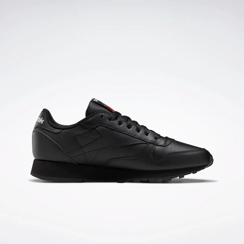 NMReebok Men's Classic Leather Shoes - Core Black / Pure Grey 5