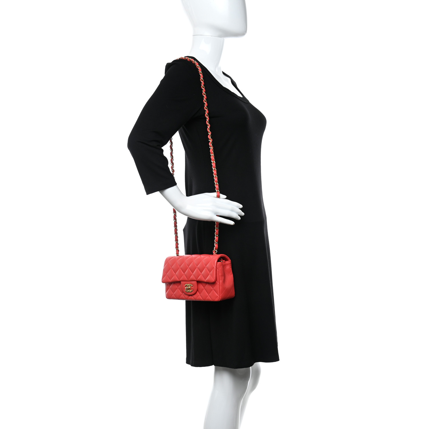 NMLambskin Quilted Mini Rectangular Flap Red