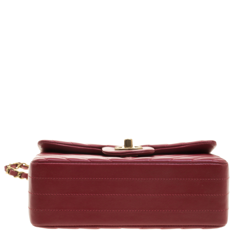 NMDark Red Chevron Leather New Mini Classic Flap Bag
