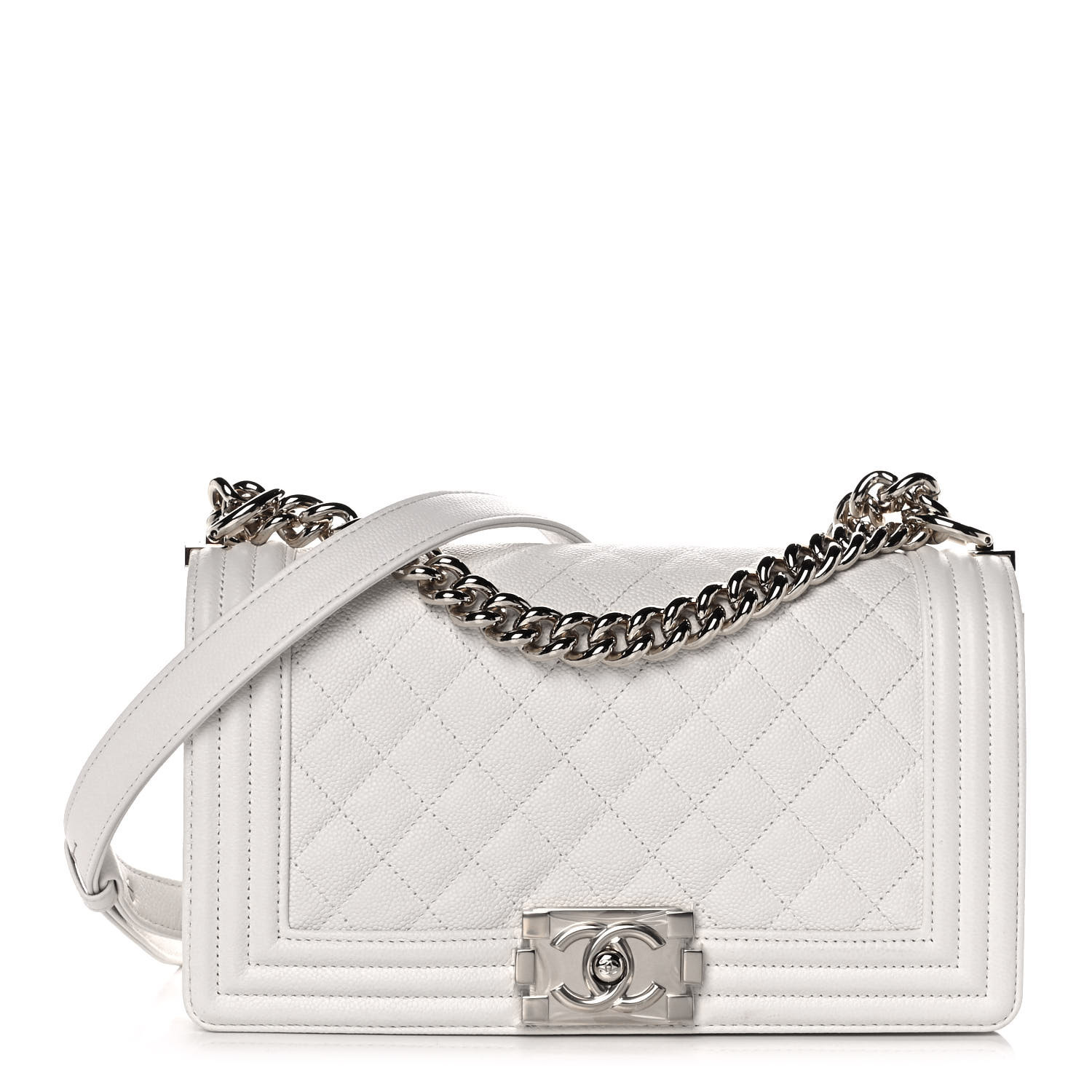 NMWhite / Nude Quilted Caviar Medium