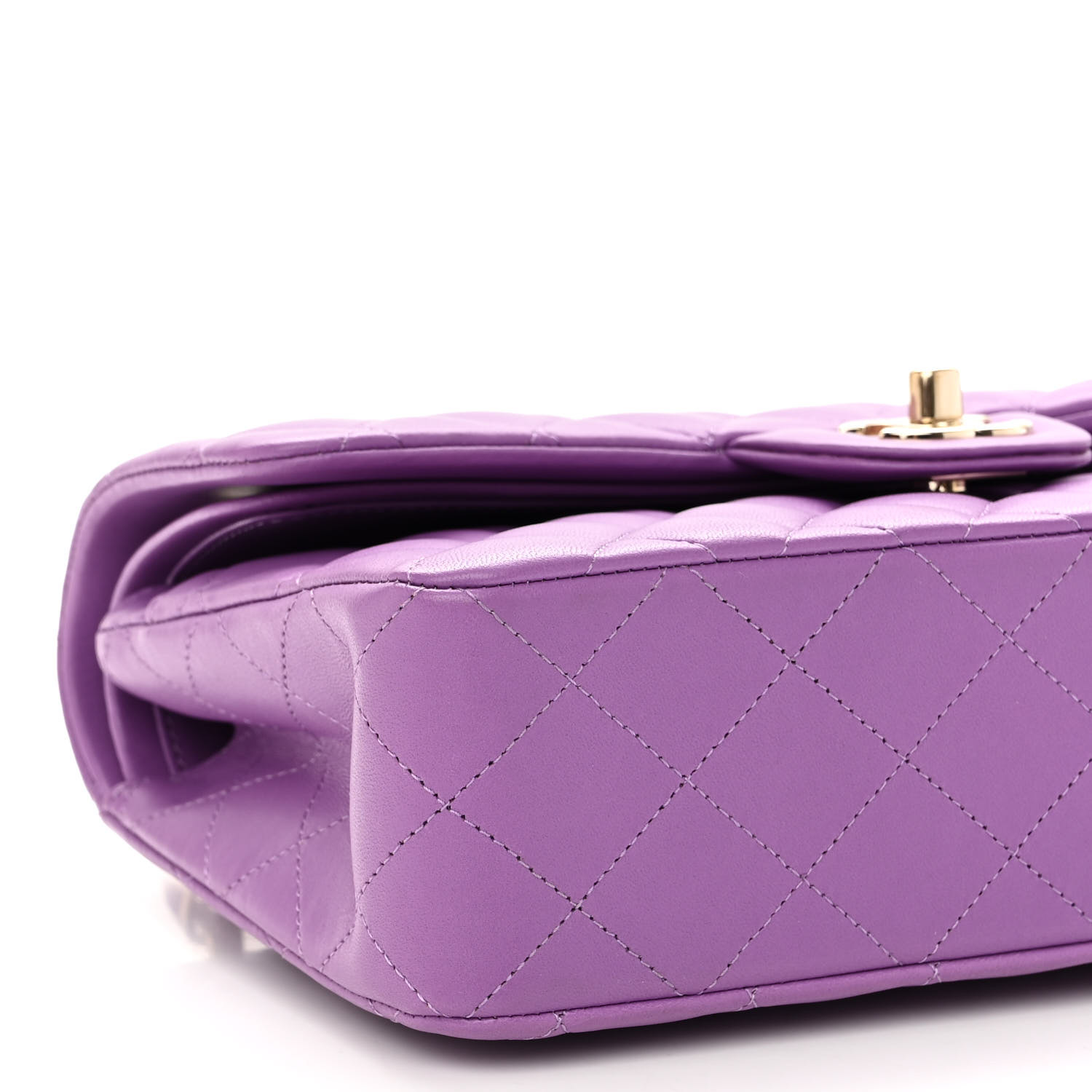 NMLambskin Quilted Small Double Flap Purple