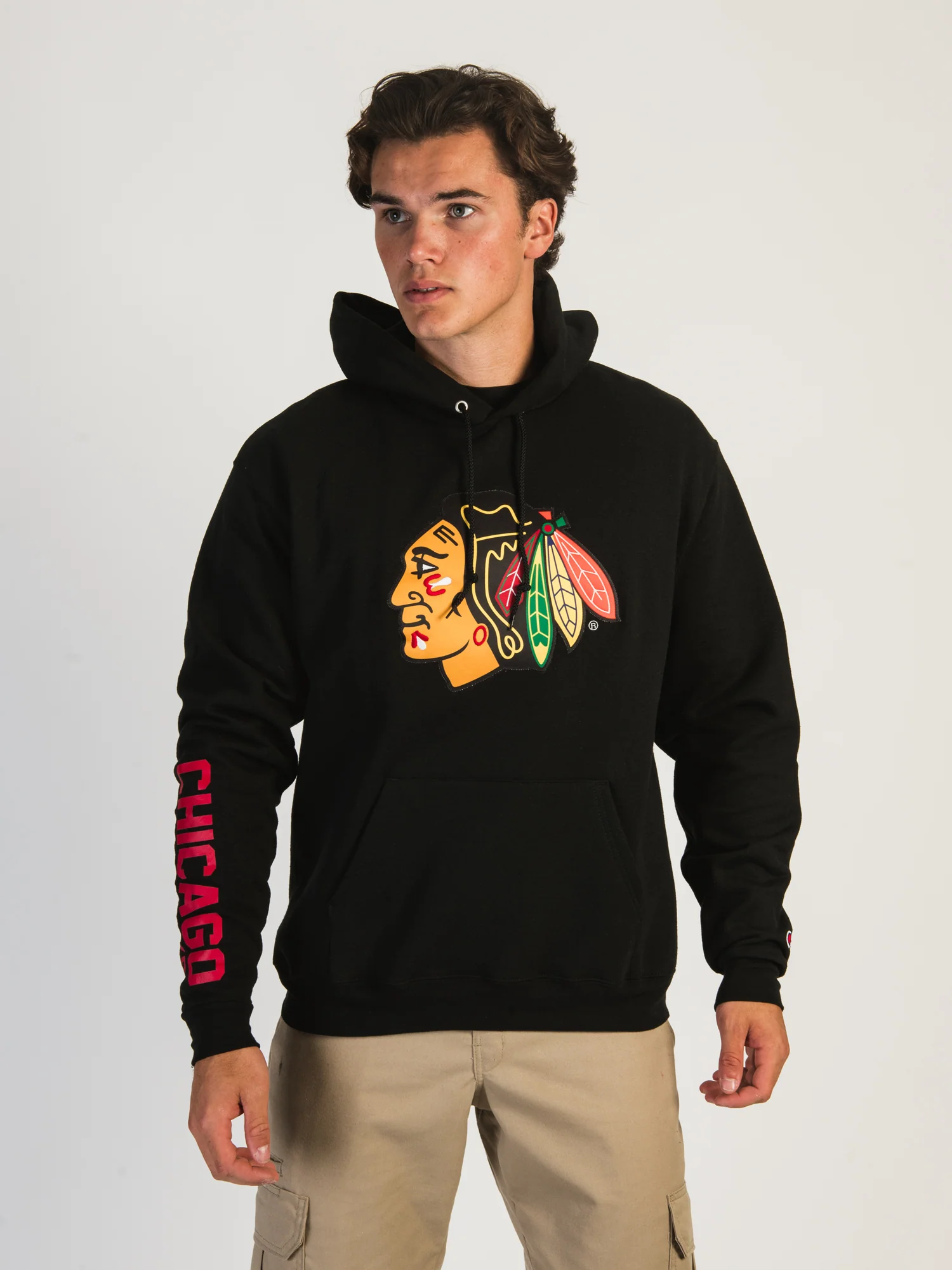 NMCHAMPION NHL CHICAGO BLACKHAWKS CENTER ICE PULLOVER HOODIE