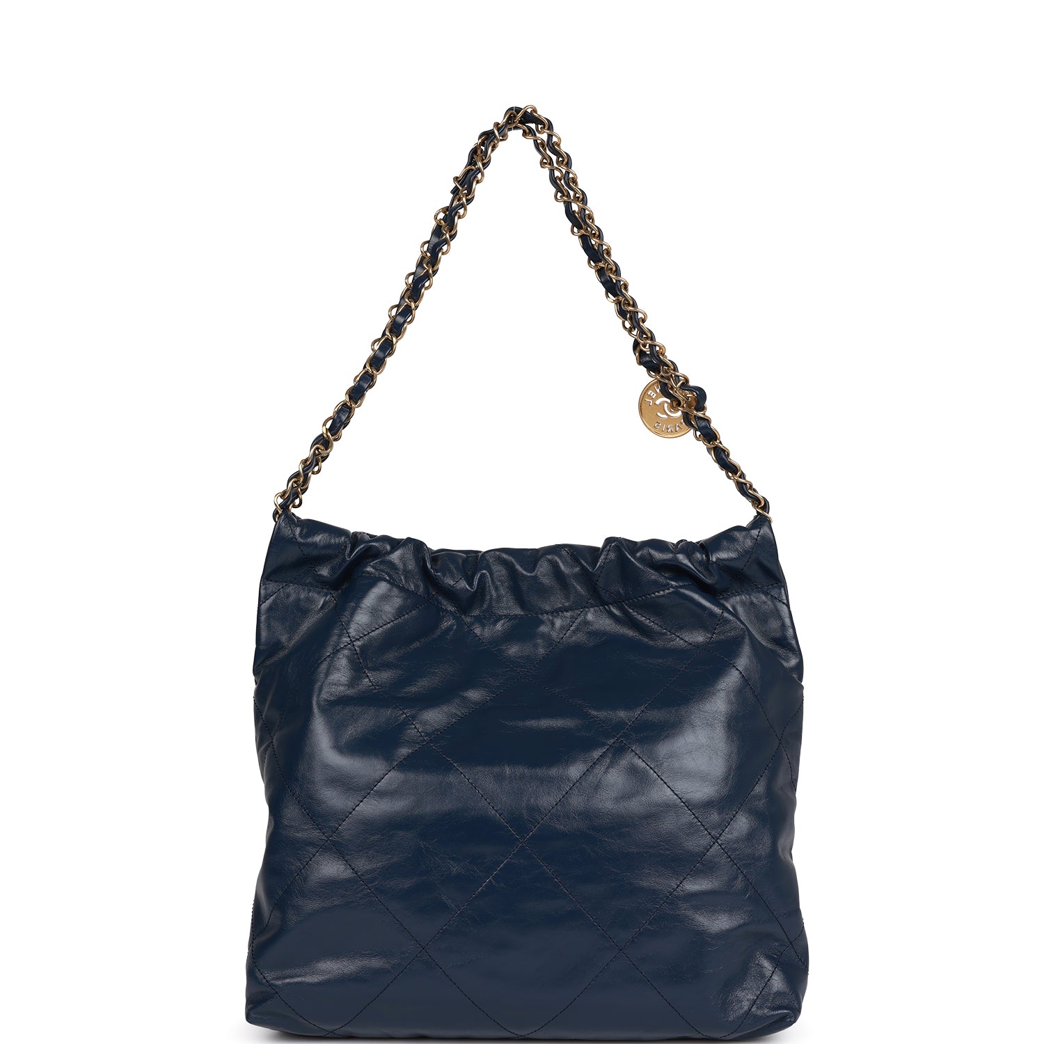 NMLarge 22 Bag Navy Lambskin Antique Gold Hardware