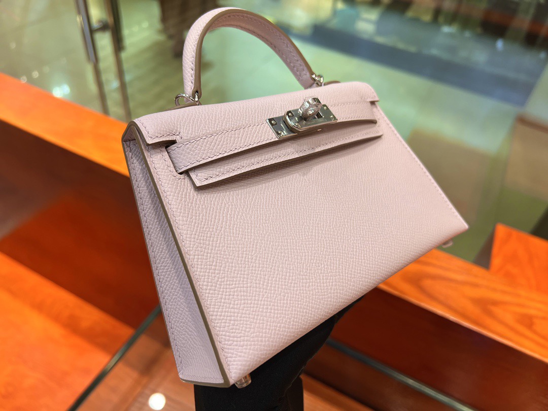 NMHermès Kelly Sellier 20 Mauve Pale Epsom Palladium Hardware