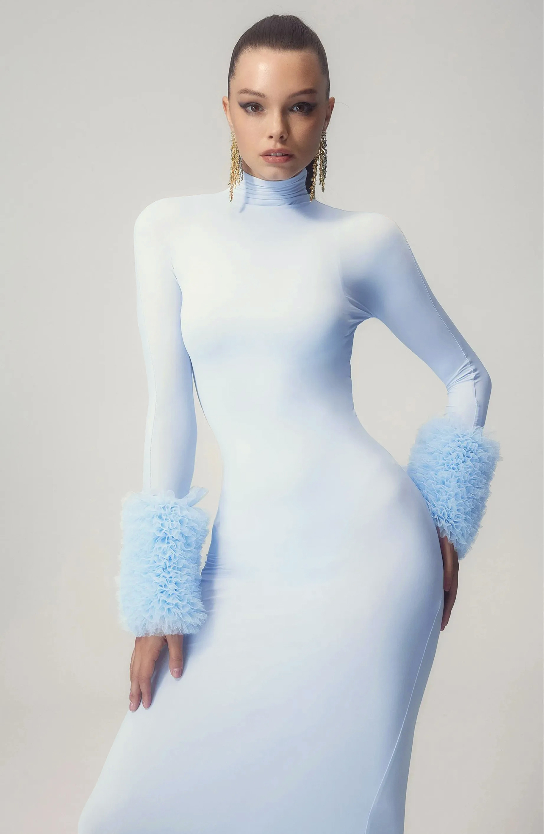 Long Sleeves Turtleneck Maxi Dress