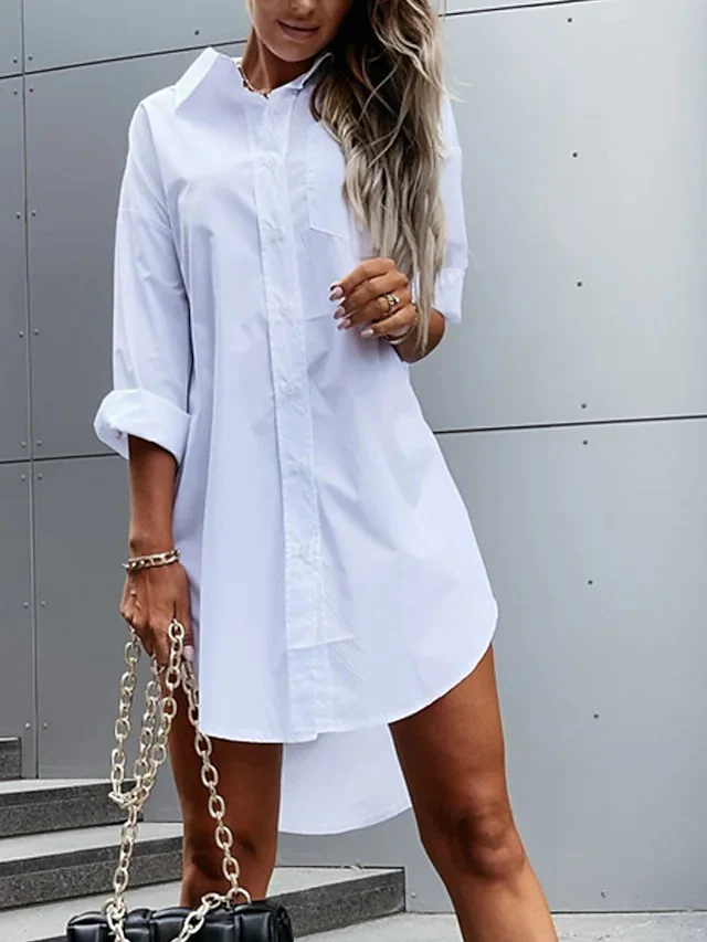 Women's Linen Breasted Mid-length Sleeve Loose Blouses