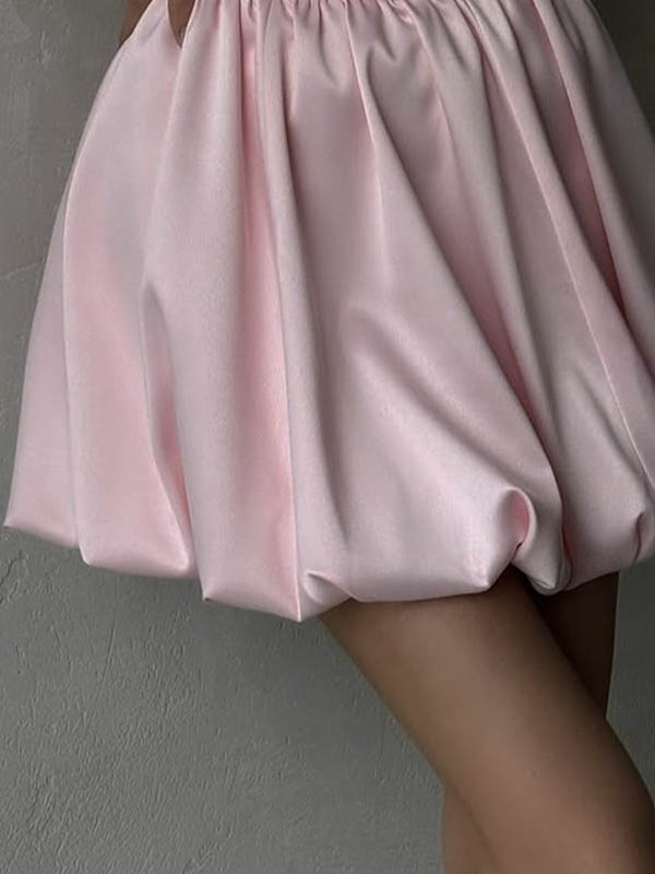 Solid Color Elasticity Loose High Waisted Skirts Bottoms